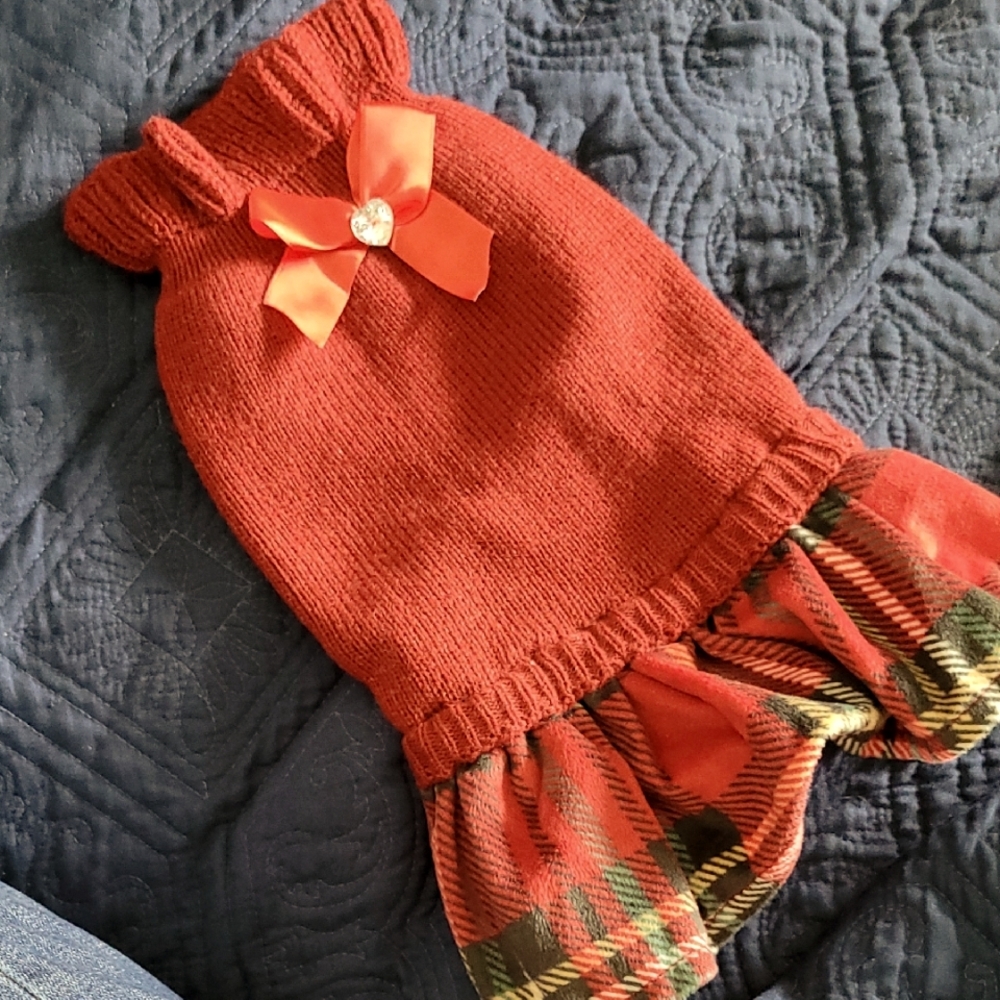 Chic Burgundy Dog Dress with Bow